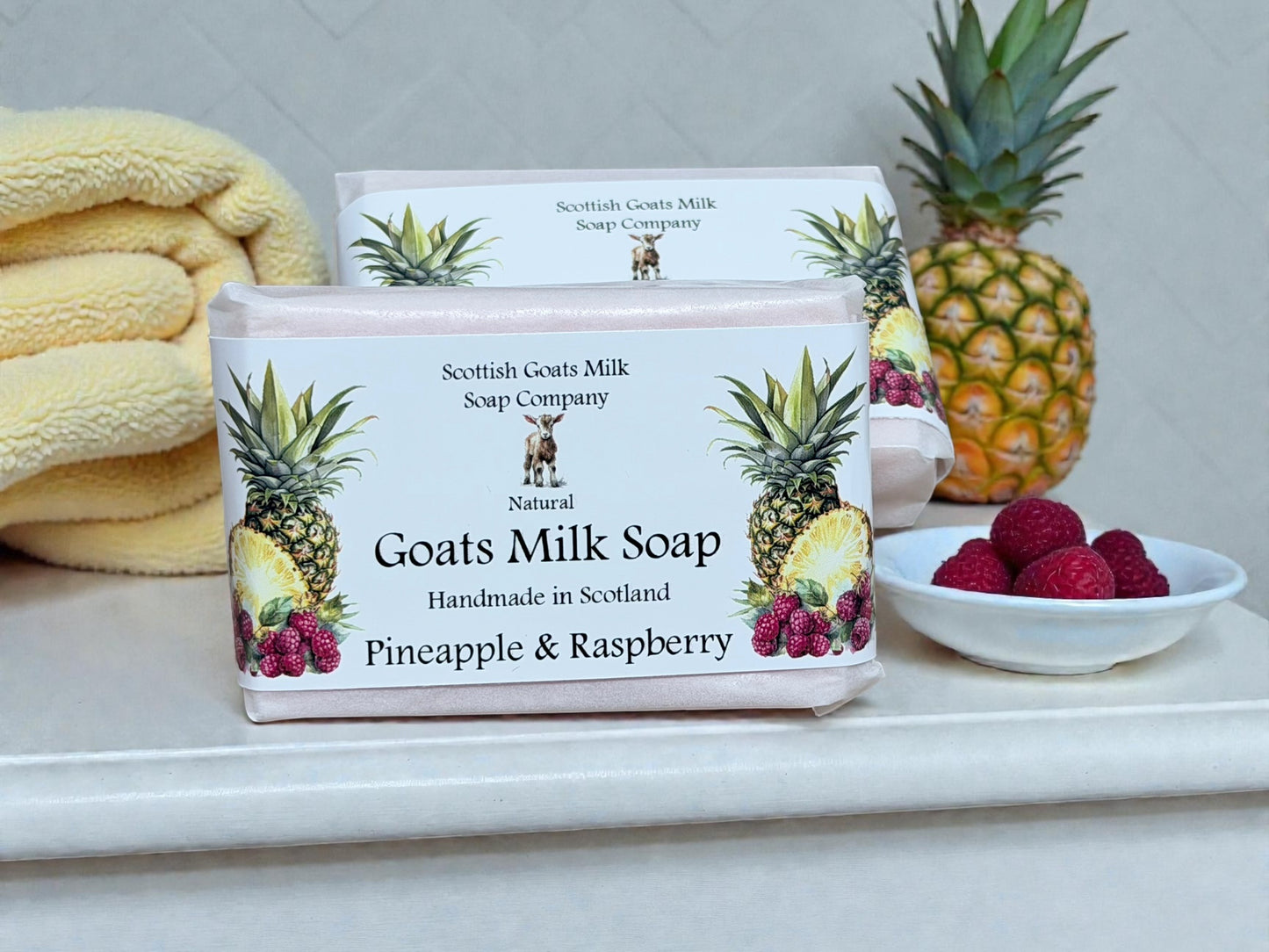 Pineapple and Raspberry Soap Bar | Handmade Goats Milk Soap