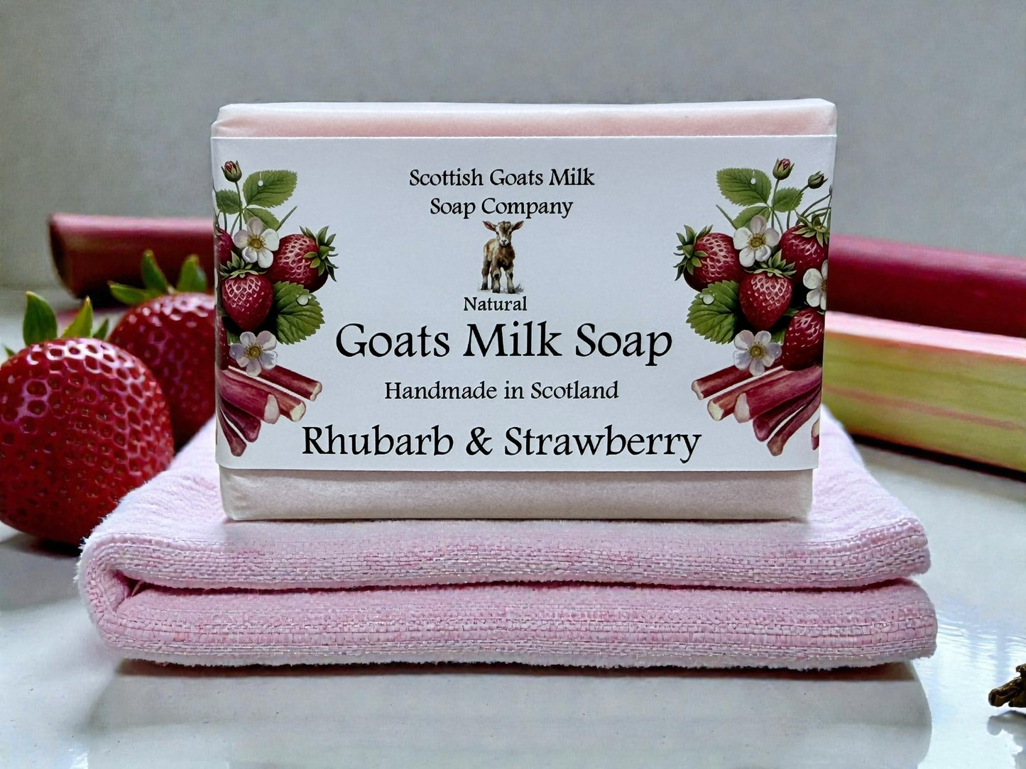 Rhubarb and Strawberry Soap Bar | Handmade Goats Milk Soap