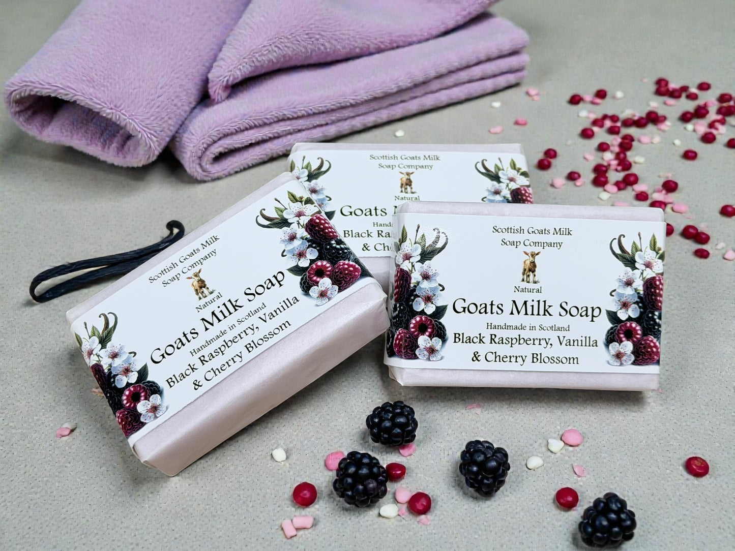 Black Raspberry, Vanilla & Cherry Blossom Soap Bar | Handmade Goats Milk Soap