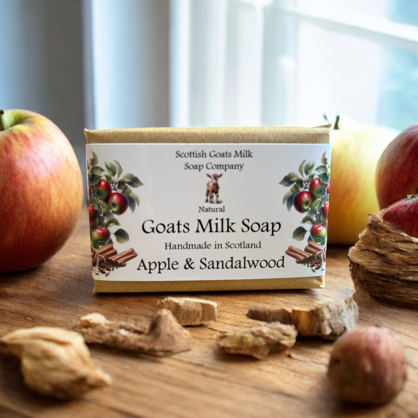 Apple and Sandalwood Soap Bar | Handmade Goats Milk Soap