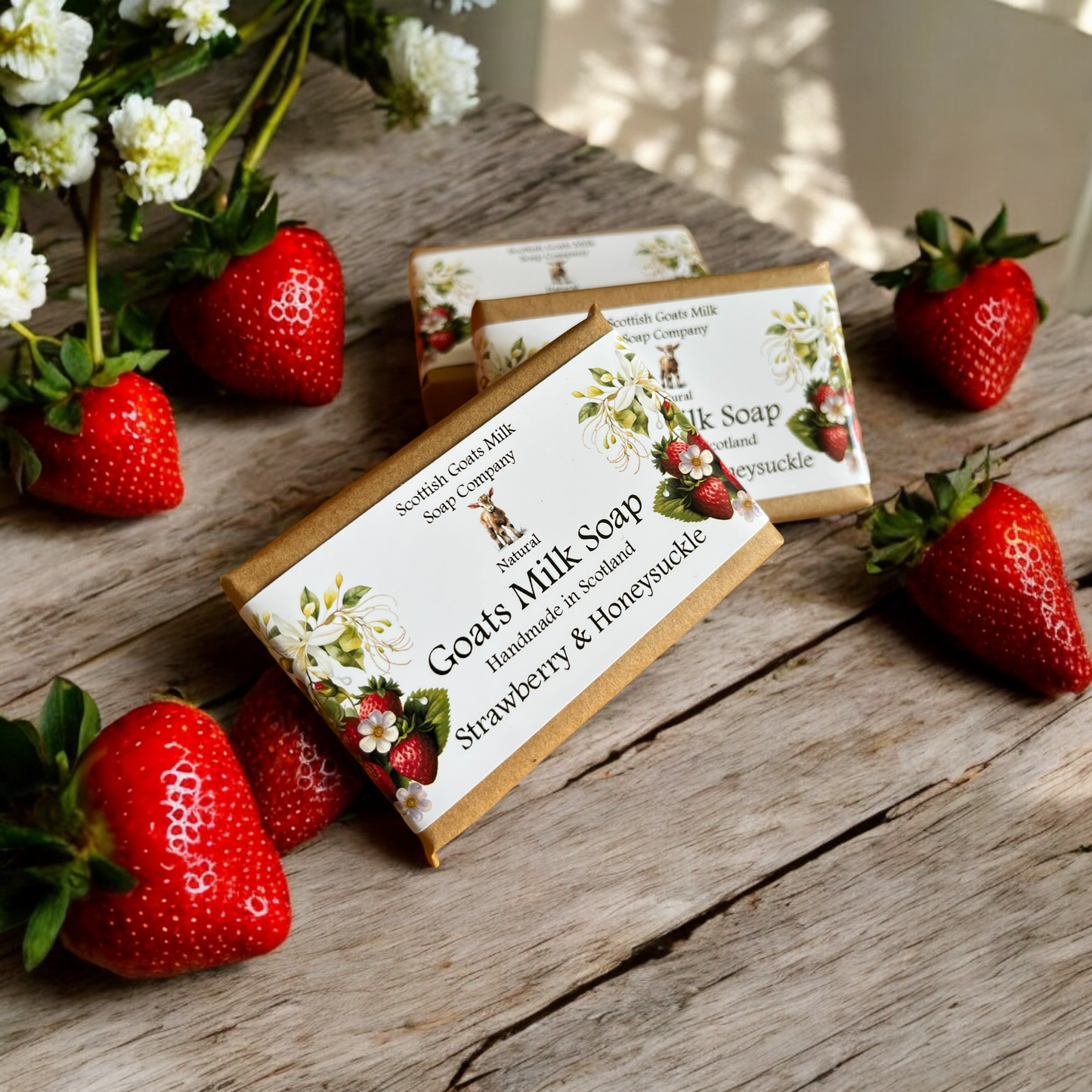 Strawberry & Honeysuckle Soap Bar | Handmade Goats Milk Soap