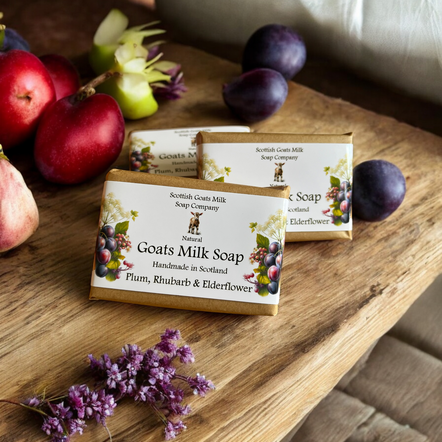 Plum, Rhubarb & Elderflower Soap Bar | Handmade Goats Milk Soap