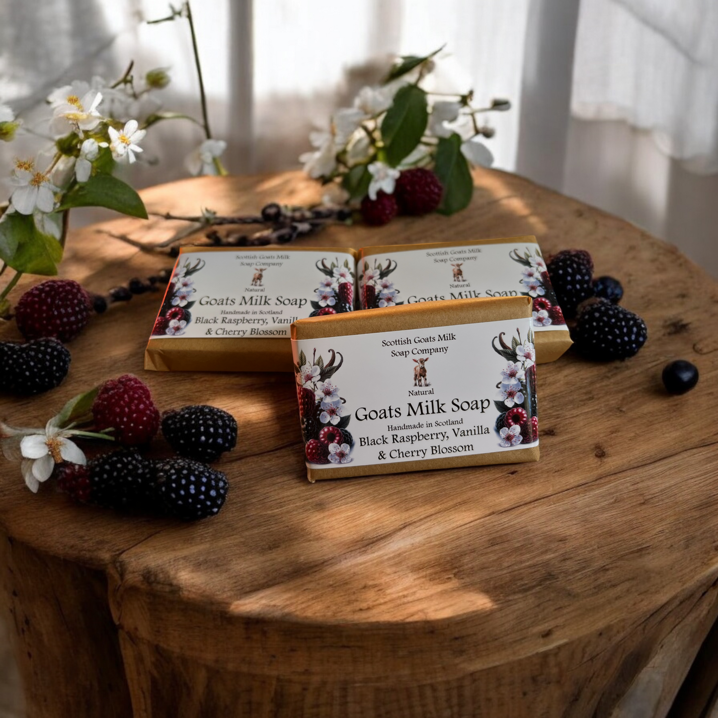 Black Raspberry, Vanilla & Cherry Blossom Soap Bar | Handmade Goats Milk Soap