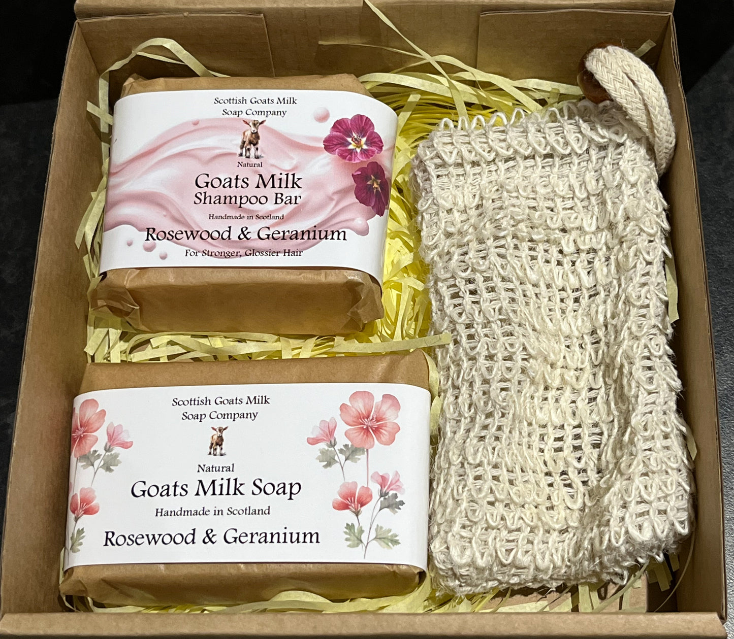 Essential Oil Goats Milk Soap & Shampoo Bar with Soap Bag Gift Set | 4 Boxes to Choose From | Gift Boxed