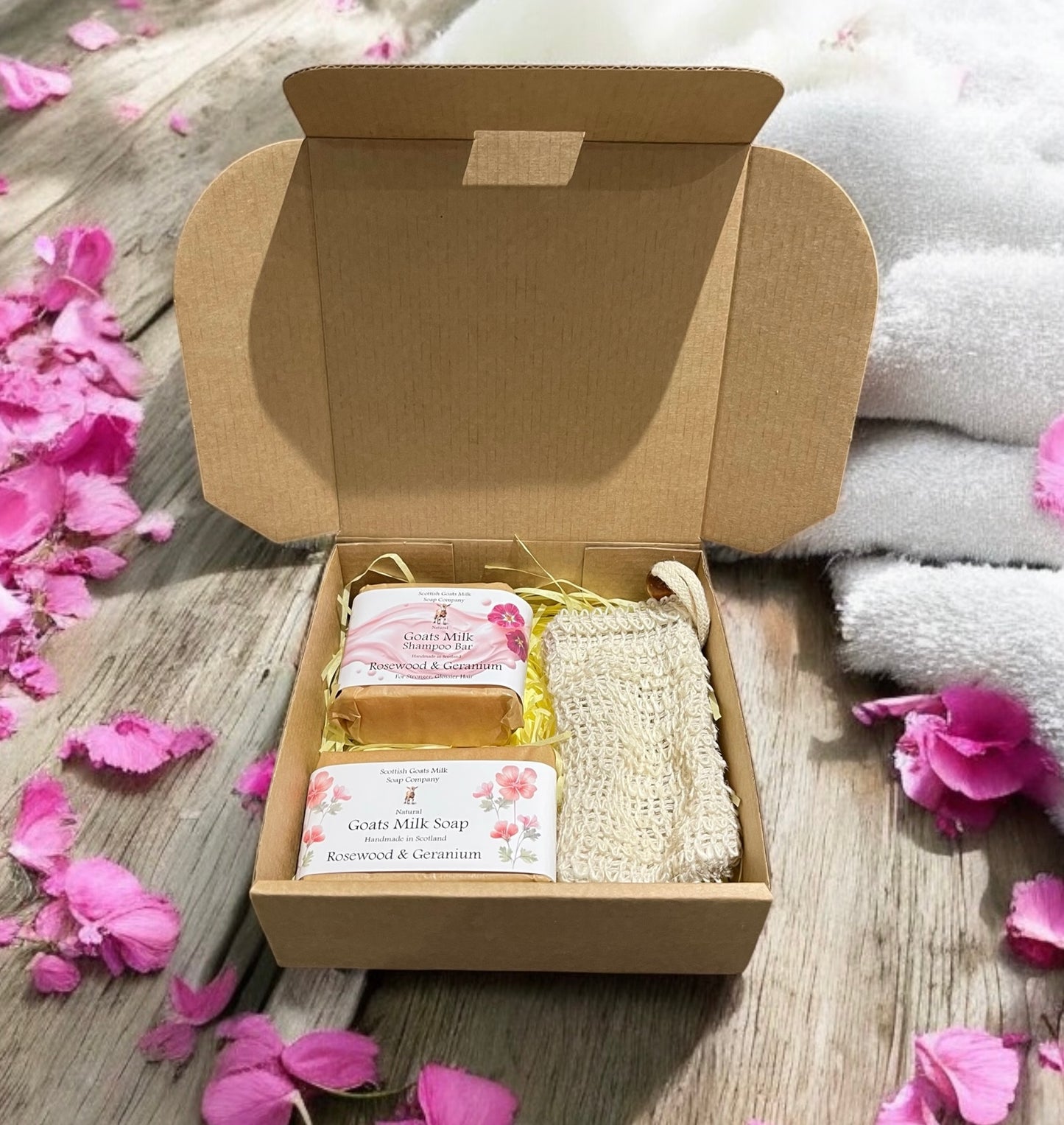Essential Oil Goats Milk Soap & Shampoo Bar with Soap Bag Gift Set | 4 Boxes to Choose From | Gift Boxed