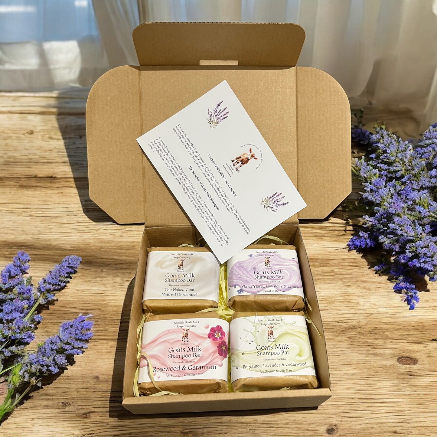 Essential Oil Goats Milk Shampoo Bar Gift Set | 4 Bars of Handmade Shampoo | Gift Boxed