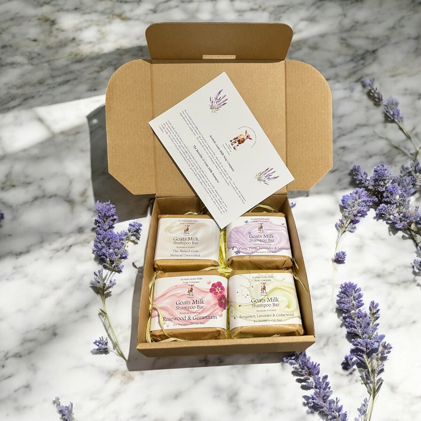 Essential Oil Goats Milk Shampoo Bar Gift Set | 4 Bars of Handmade Shampoo | Gift Boxed