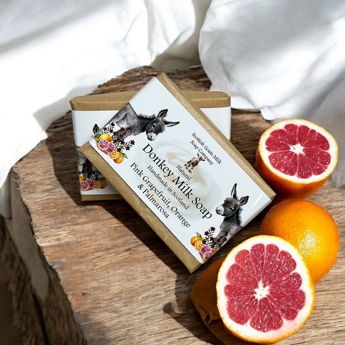 Pink Grapefruit, Orange & Palmarosa Soap Bar | Handmade Donkey Milk Soap