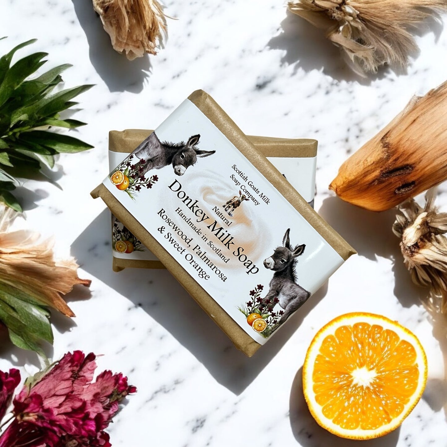 Rosewood, Palmarosa & Sweet Orange Soap Bar | Handmade Donkey Milk Soap