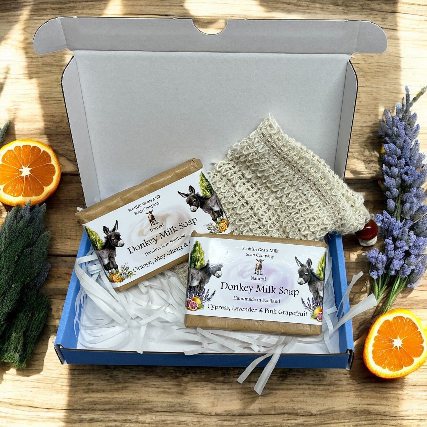 Essential Oil Donkey Milk Soap Bar & Soap Bag Gift Set | 4 Boxes to Choose From | Gift Boxed