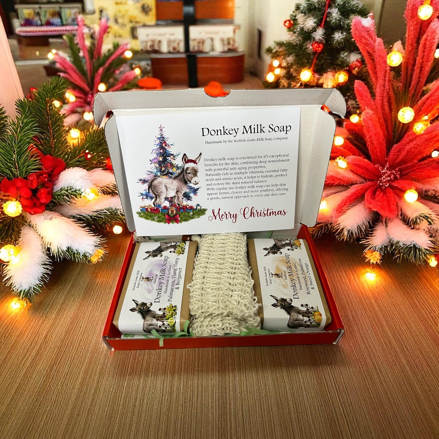 Christmas Donkey Milk Soap Bar & Soap Bag Gift Set | 3 Boxes to Choose From | Gift Boxed