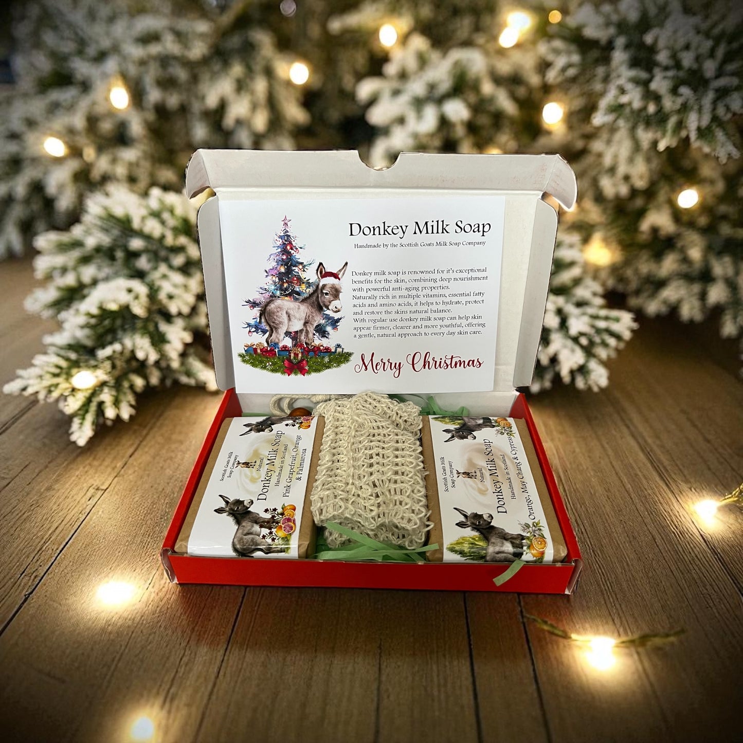 Christmas Donkey Milk Soap Bar & Soap Bag Gift Set | 3 Boxes to Choose From | Gift Boxed