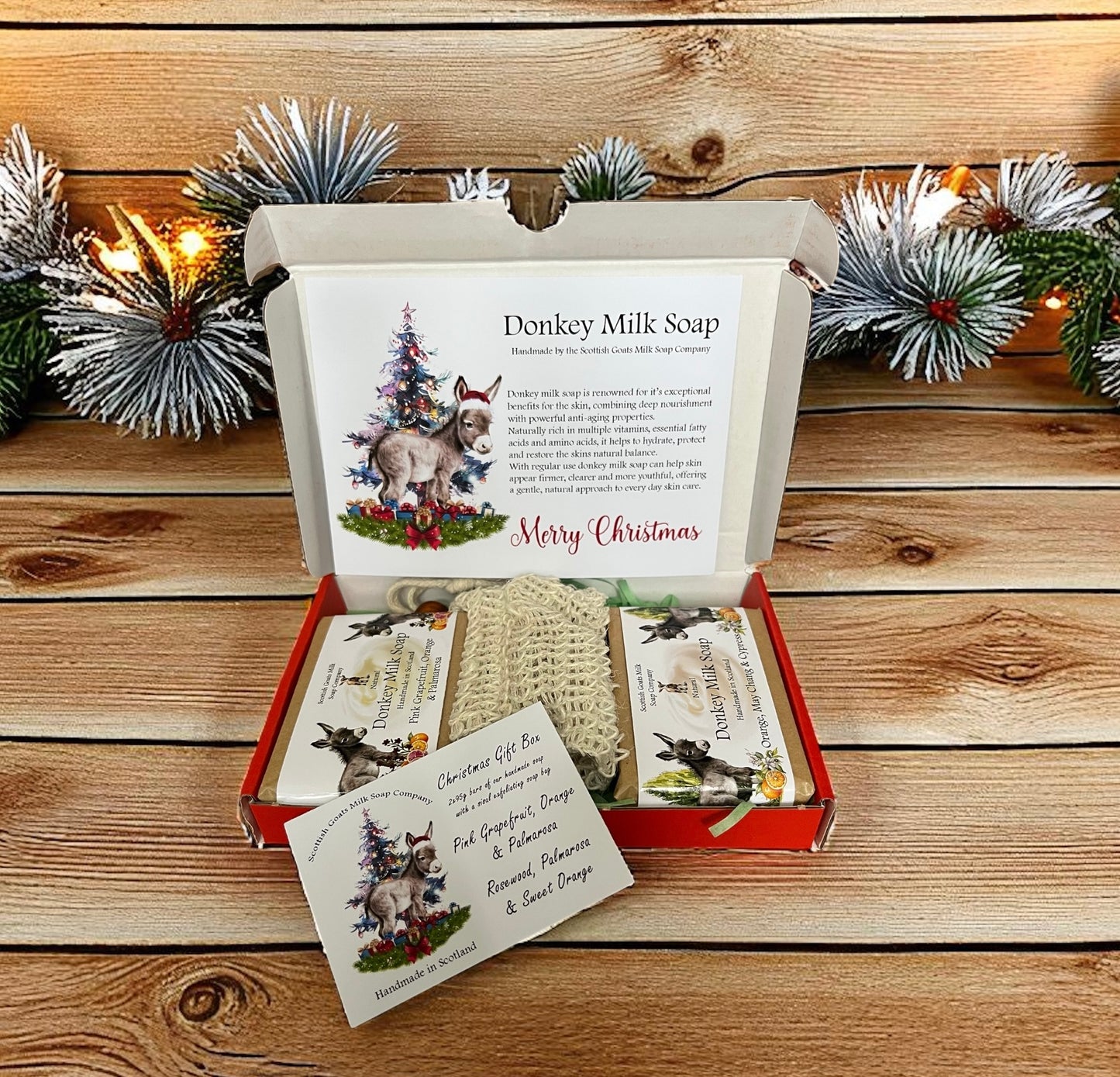 Christmas Donkey Milk Soap Bar & Soap Bag Gift Set | 3 Boxes to Choose From | Gift Boxed