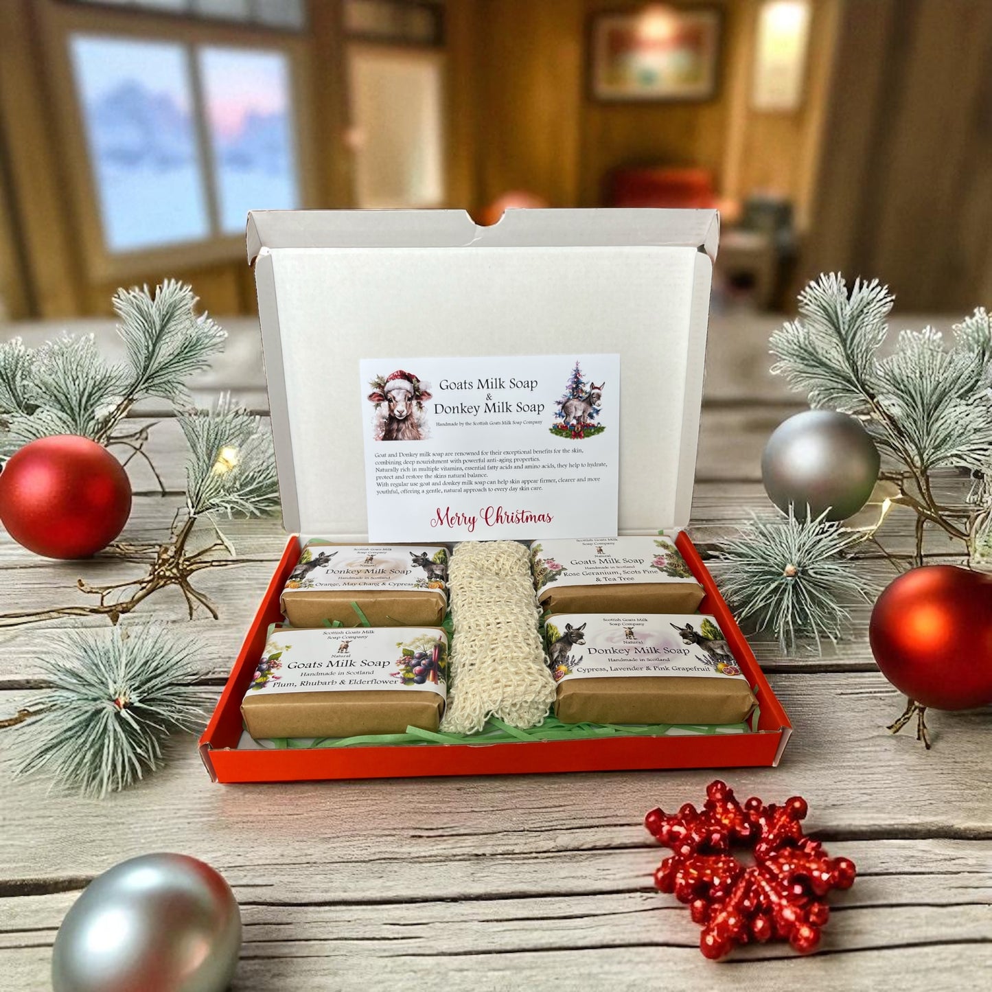 Christmas Goat & Donkey Milk Soap Bar Gift Set | 2 Boxes to Choose From | Gift Boxed
