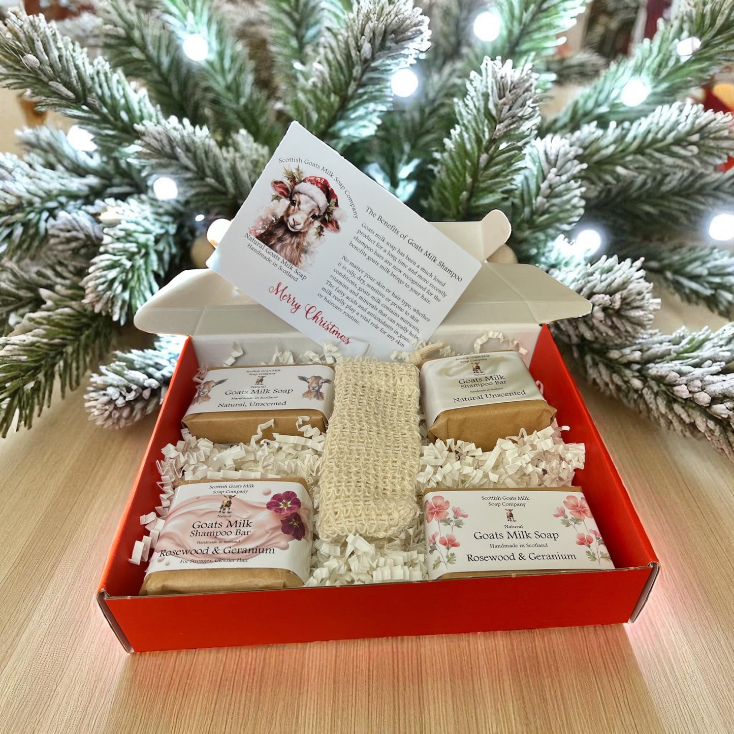 Christmas Goats Milk Soap & Shampoo Bar with Soap Bag Gift Set | 2 Boxes to Choose From | Gift Boxed