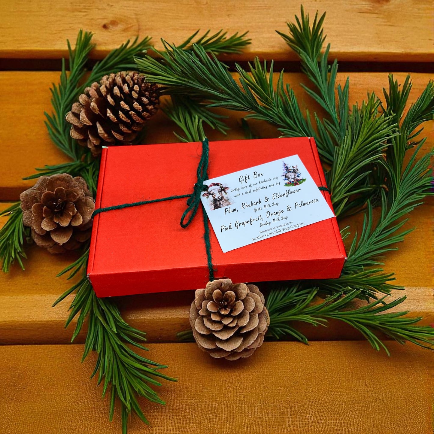 Christmas Goat & Donkey Milk Soap Bar & Soap Bag Gift Set | 4 Boxes to Choose From | Gift Boxed