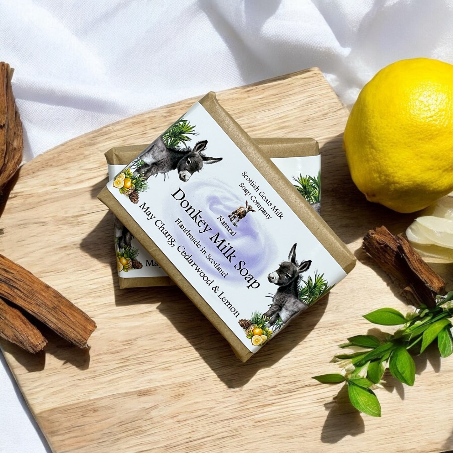 May Chang, Cedarwood & Lemon Soap Bar | Handmade Donkey Milk Soap