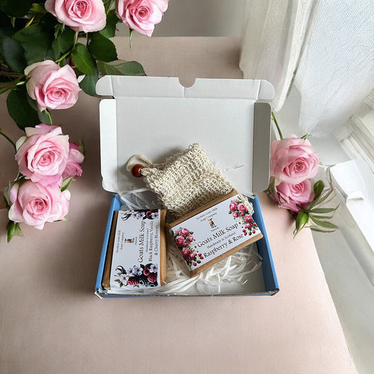Fruit & Floral Goats Milk Soap Bar & Soap Bag Gift Set | 8 Boxes to Choose From | Gift Boxed