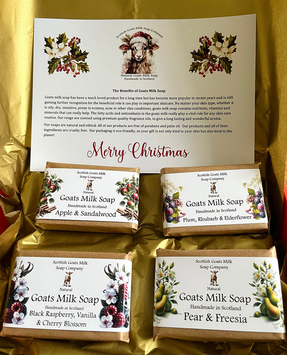 Christmas Goats Milk Soap Bar Gift Set | 2 Boxes to Choose From | Gift Boxed