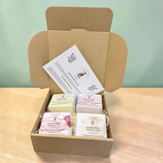 Essential Oil Goats Milk Shampoo Bar Gift Set | 4 Bars of Handmade Shampoo | Gift Boxed