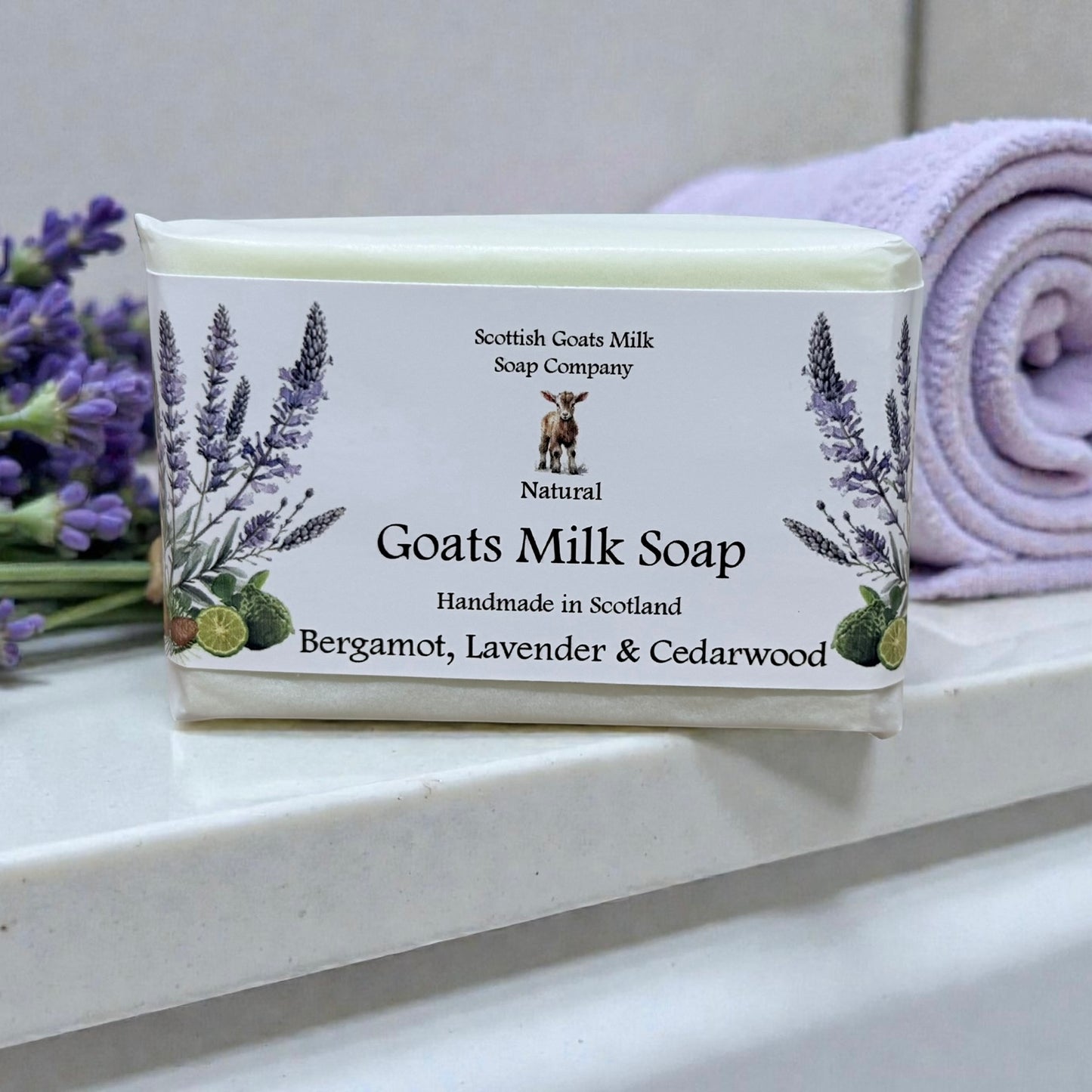 Bergamot, Lavender & Cedarwood Soap Bar | Handmade Goats Milk Soap