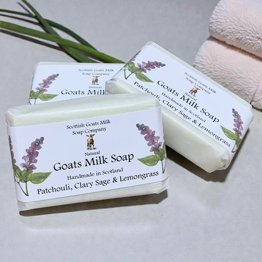 Patchouli, Clary Sage & Lemongrass Soap Bar | Handmade Goats Milk Soap