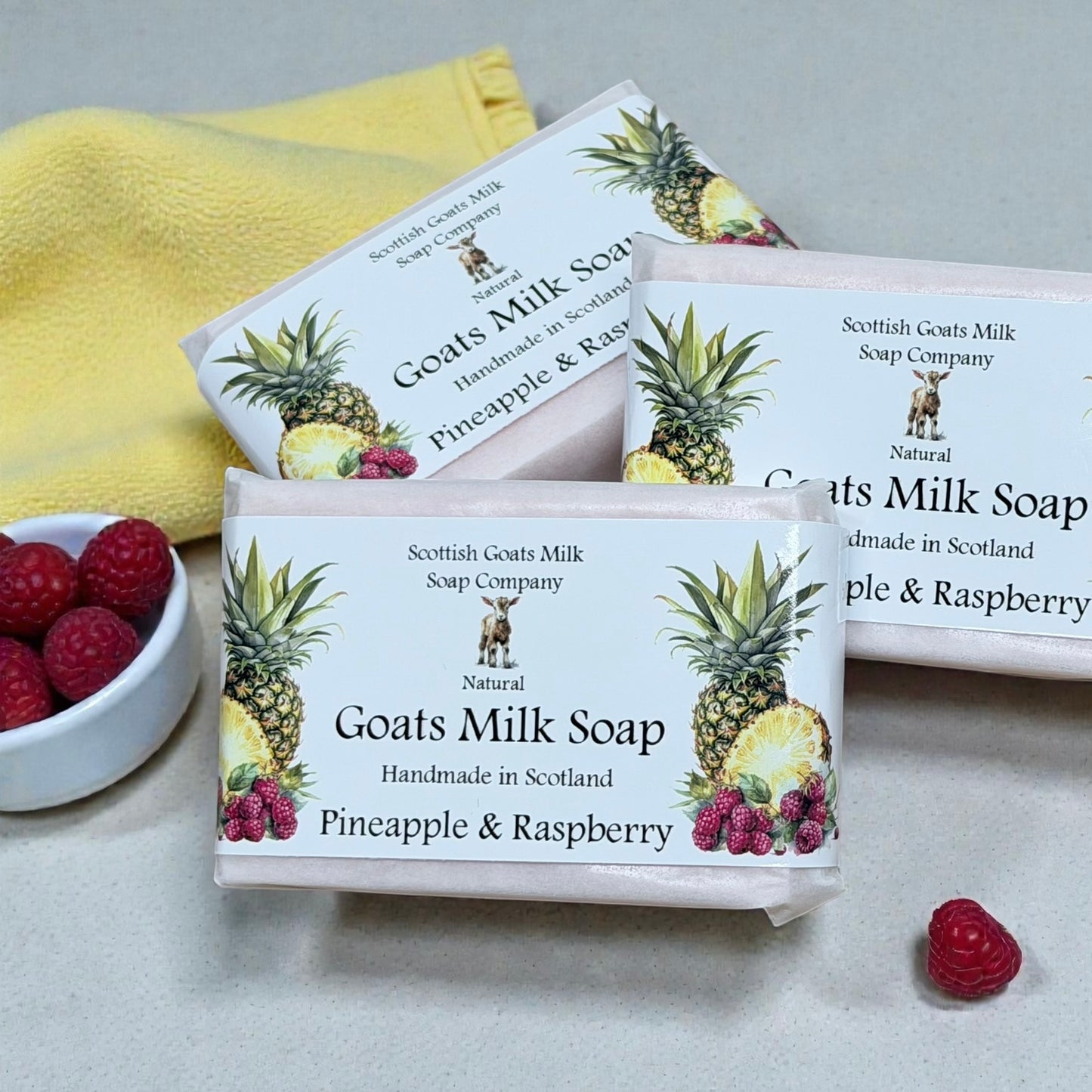 Pineapple and Raspberry Soap Bar | Handmade Goats Milk Soap