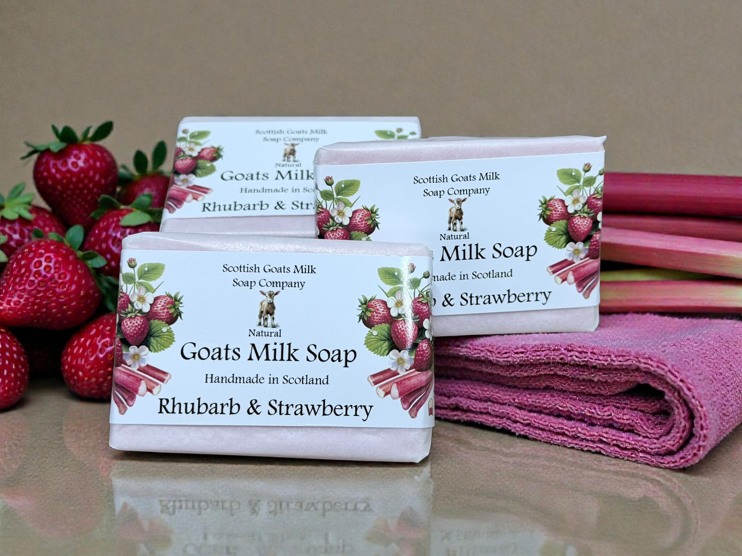 Rhubarb and Strawberry Soap Bar | Handmade Goats Milk Soap