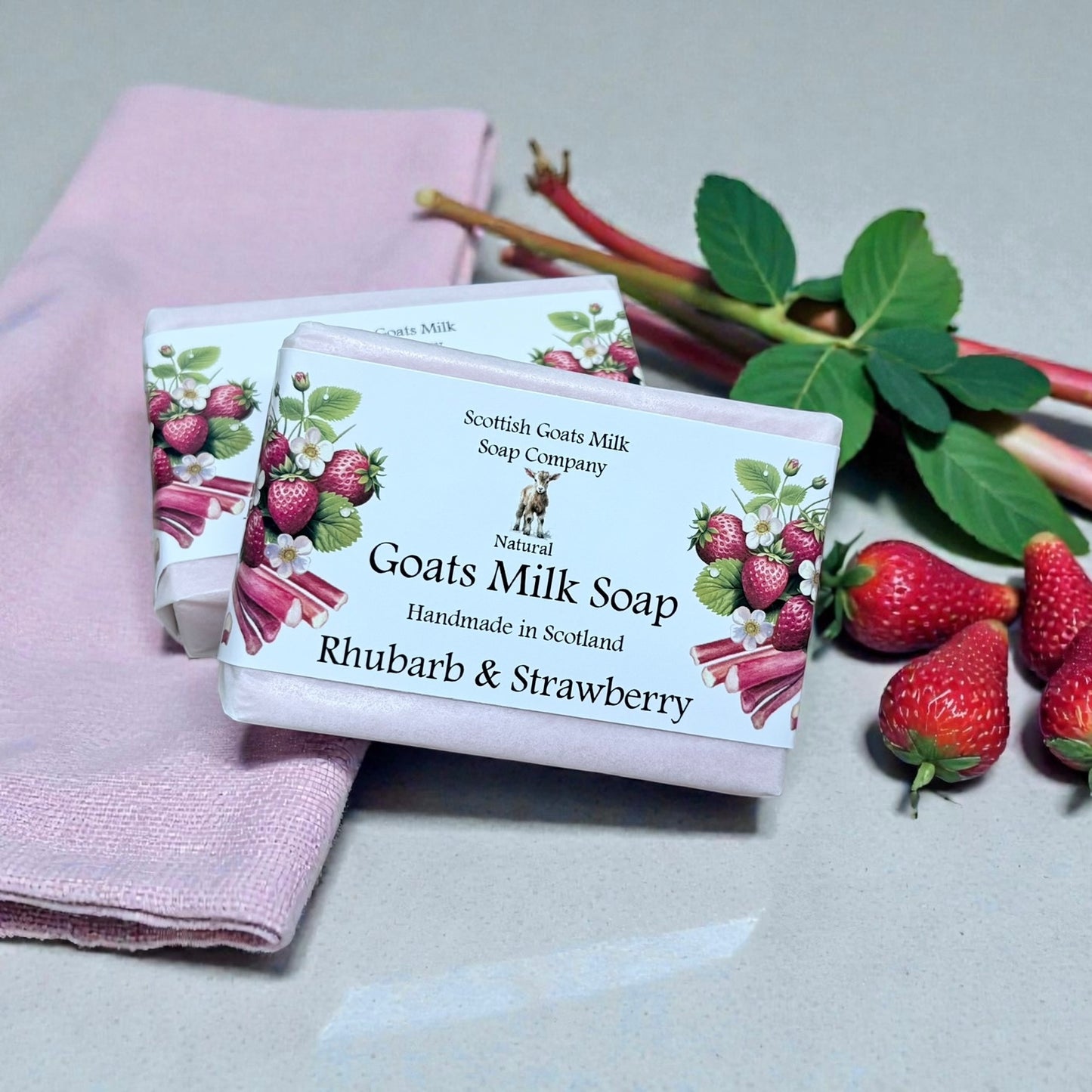 Rhubarb and Strawberry Soap Bar | Handmade Goats Milk Soap
