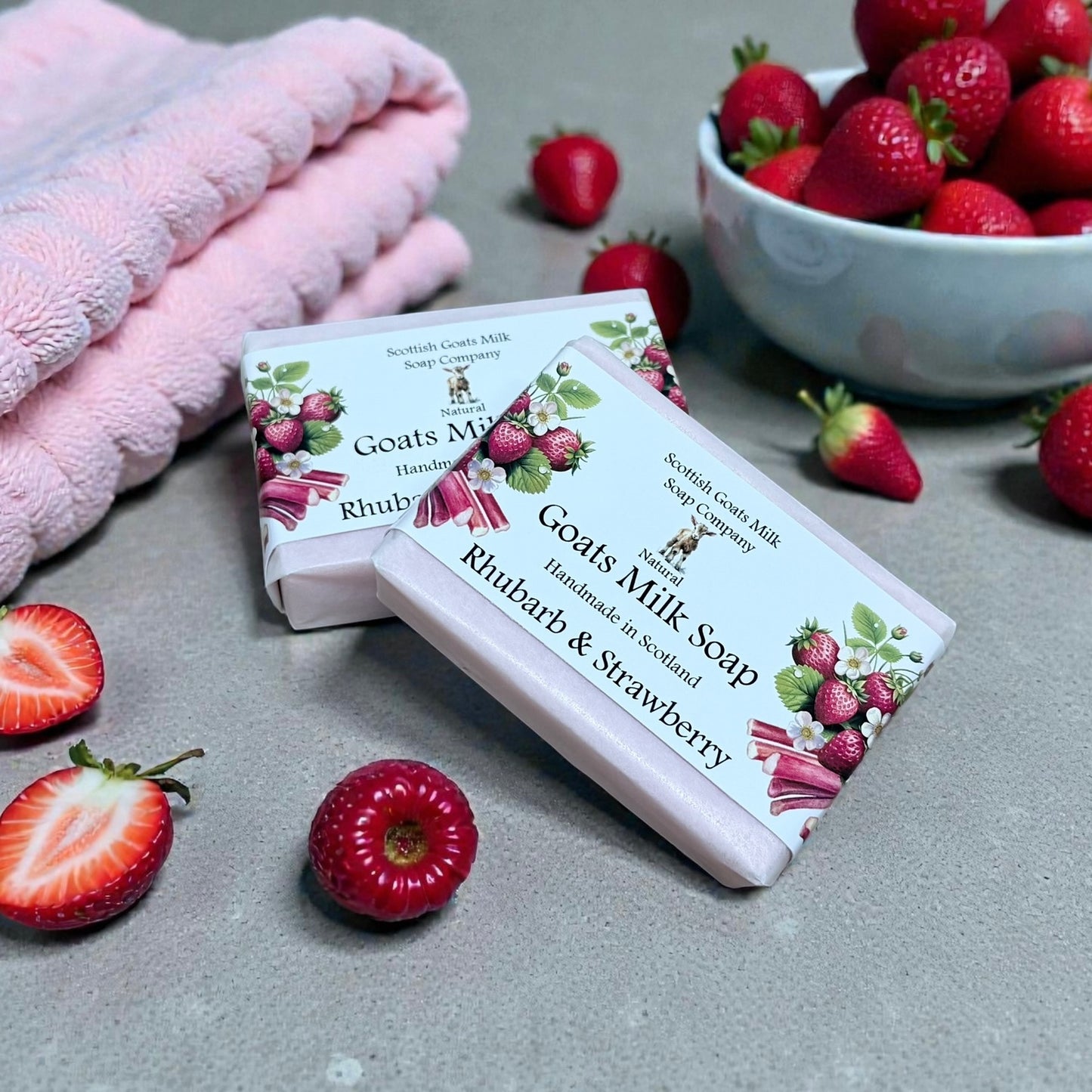 Rhubarb and Strawberry Soap Bar | Handmade Goats Milk Soap
