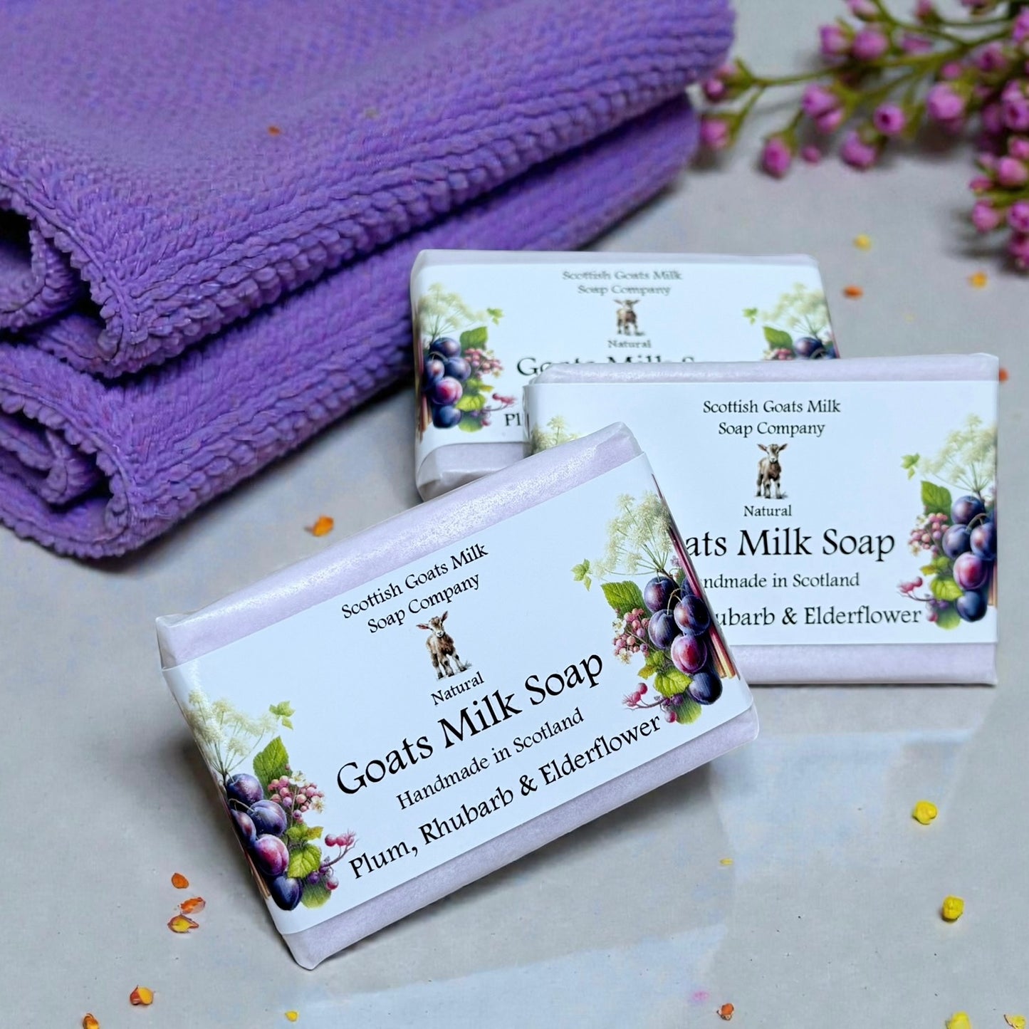 Plum, Rhubarb & Elderflower Soap Bar | Handmade Goats Milk Soap