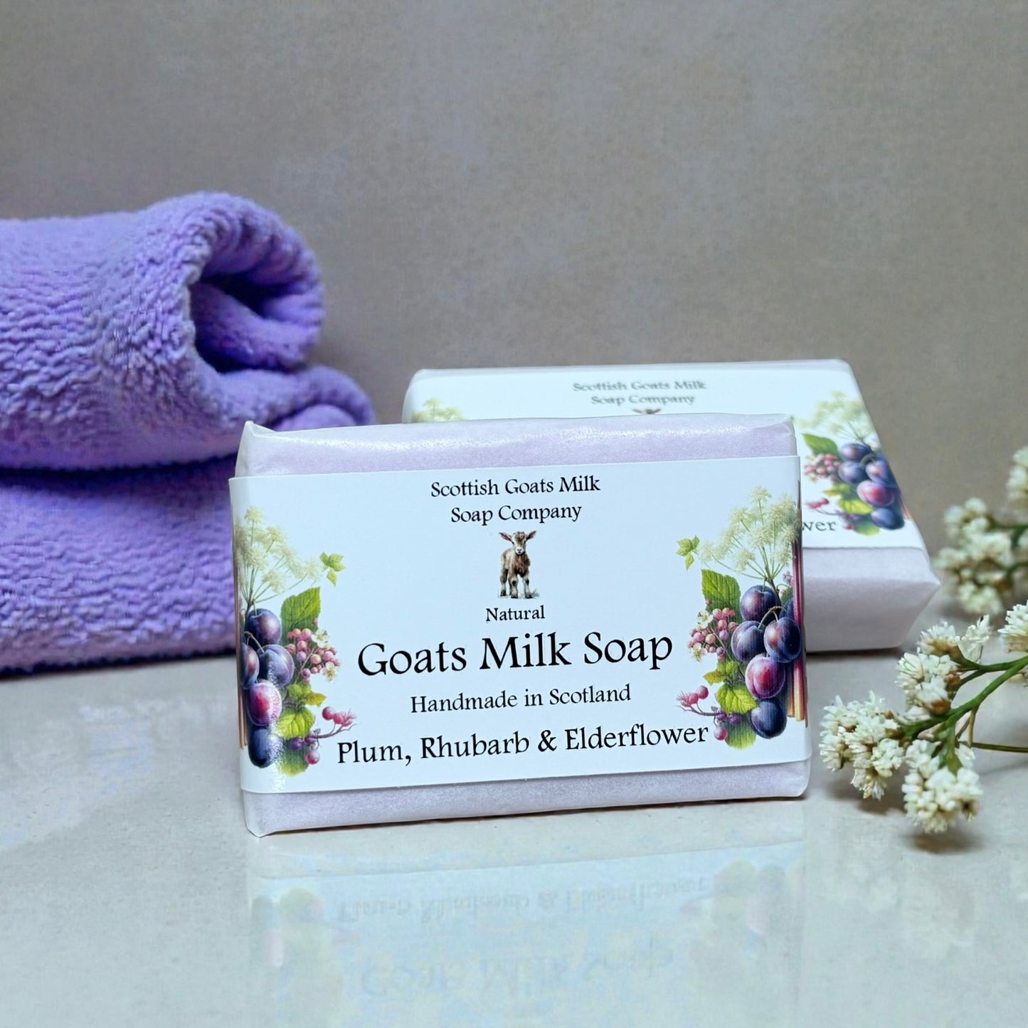 Plum, Rhubarb & Elderflower Soap Bar | Handmade Goats Milk Soap