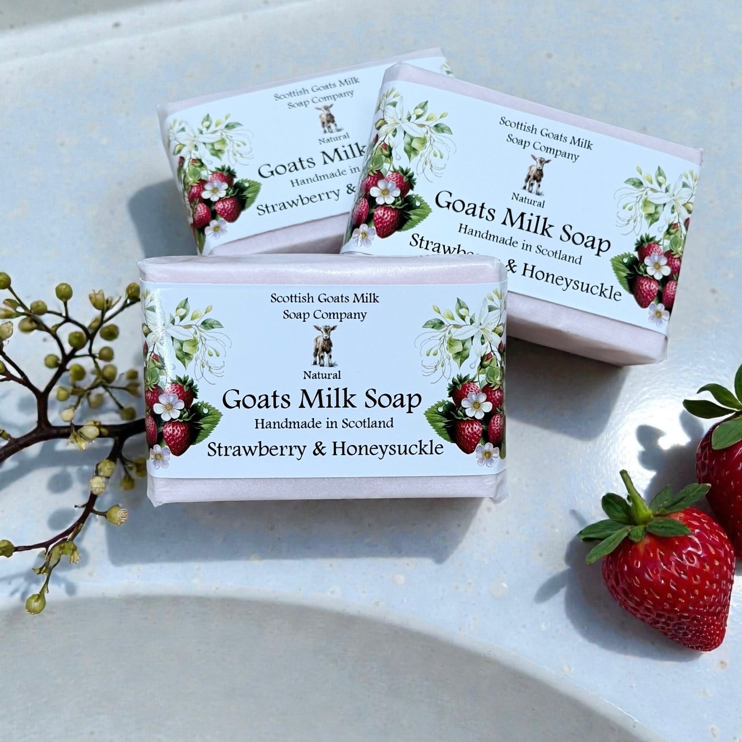 Strawberry & Honeysuckle Soap Bar | Handmade Goats Milk Soap