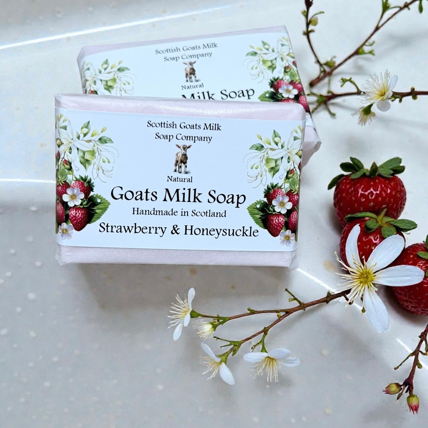 Strawberry & Honeysuckle Soap Bar | Handmade Goats Milk Soap