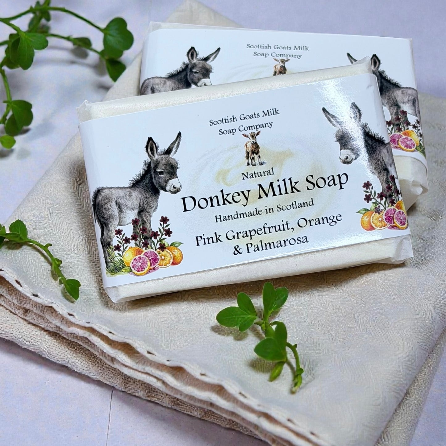 Pink Grapefruit, Orange & Palmarosa Soap Bar | Handmade Donkey Milk Soap