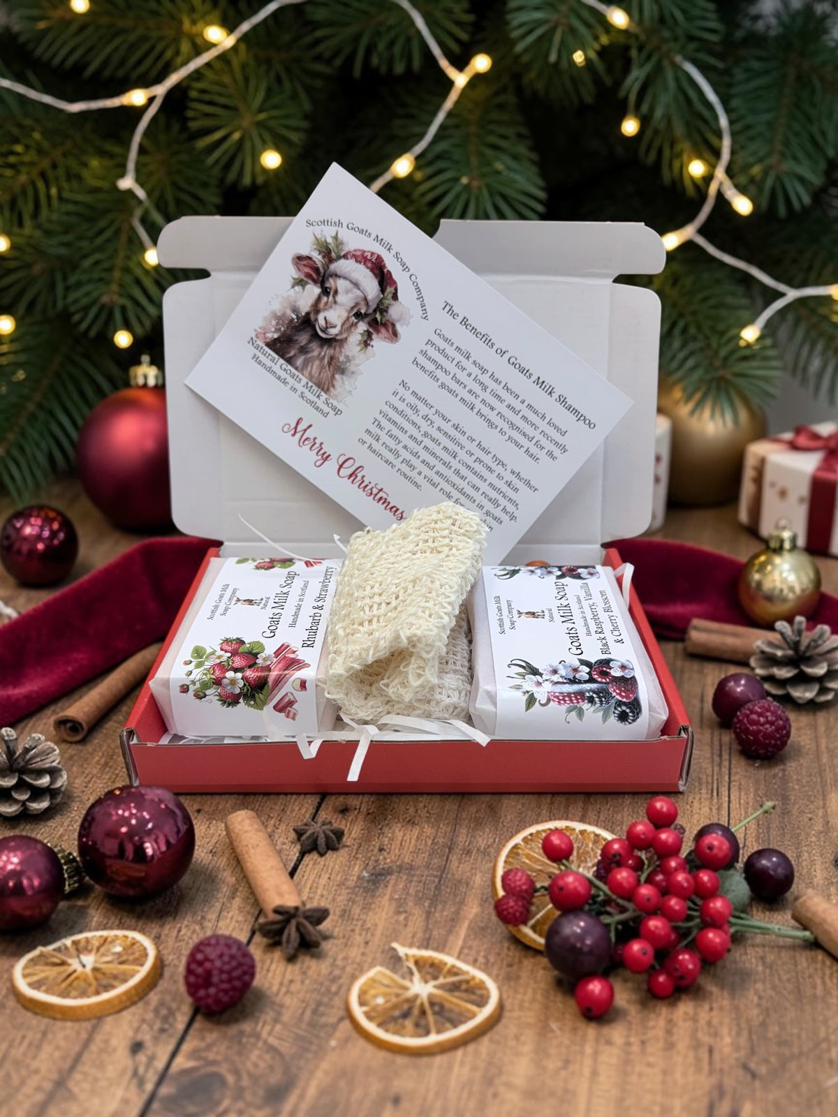 Christmas Goats Milk Soap Bar & Soap Bag Gift Set | 2 Boxes to Choose From | Gift Boxed