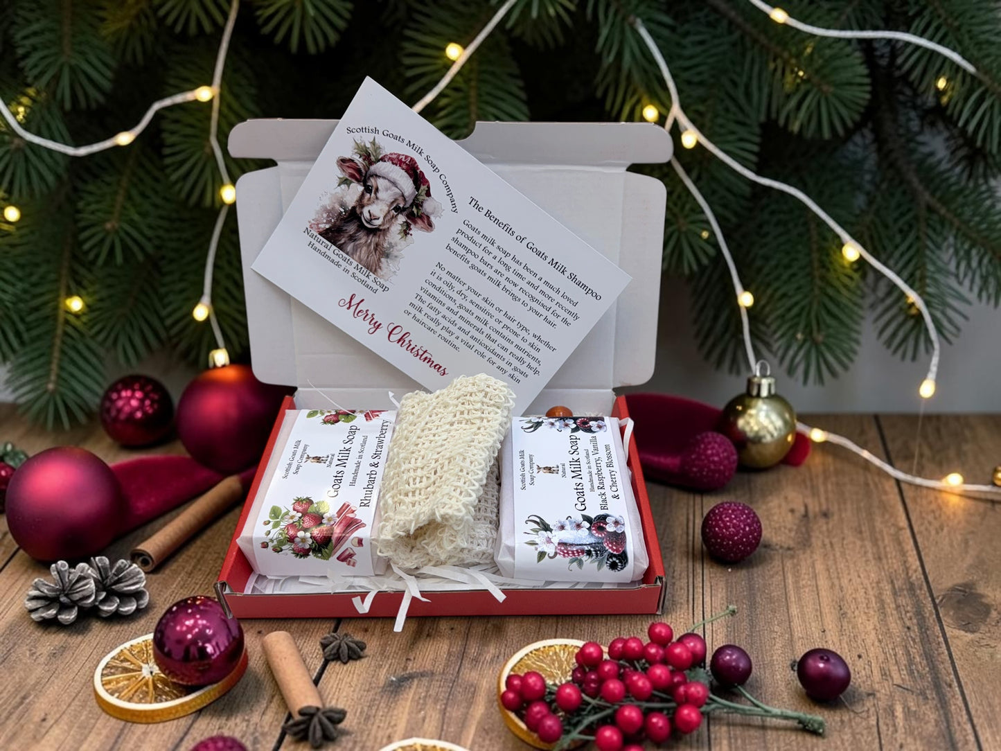 Christmas Goats Milk Soap Bar & Soap Bag Gift Set | 2 Boxes to Choose From | Gift Boxed