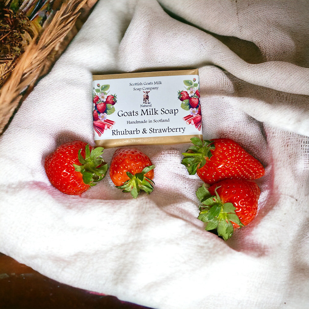 Rhubarb and Strawberry Soap Bar | Handmade Goats Milk Soap