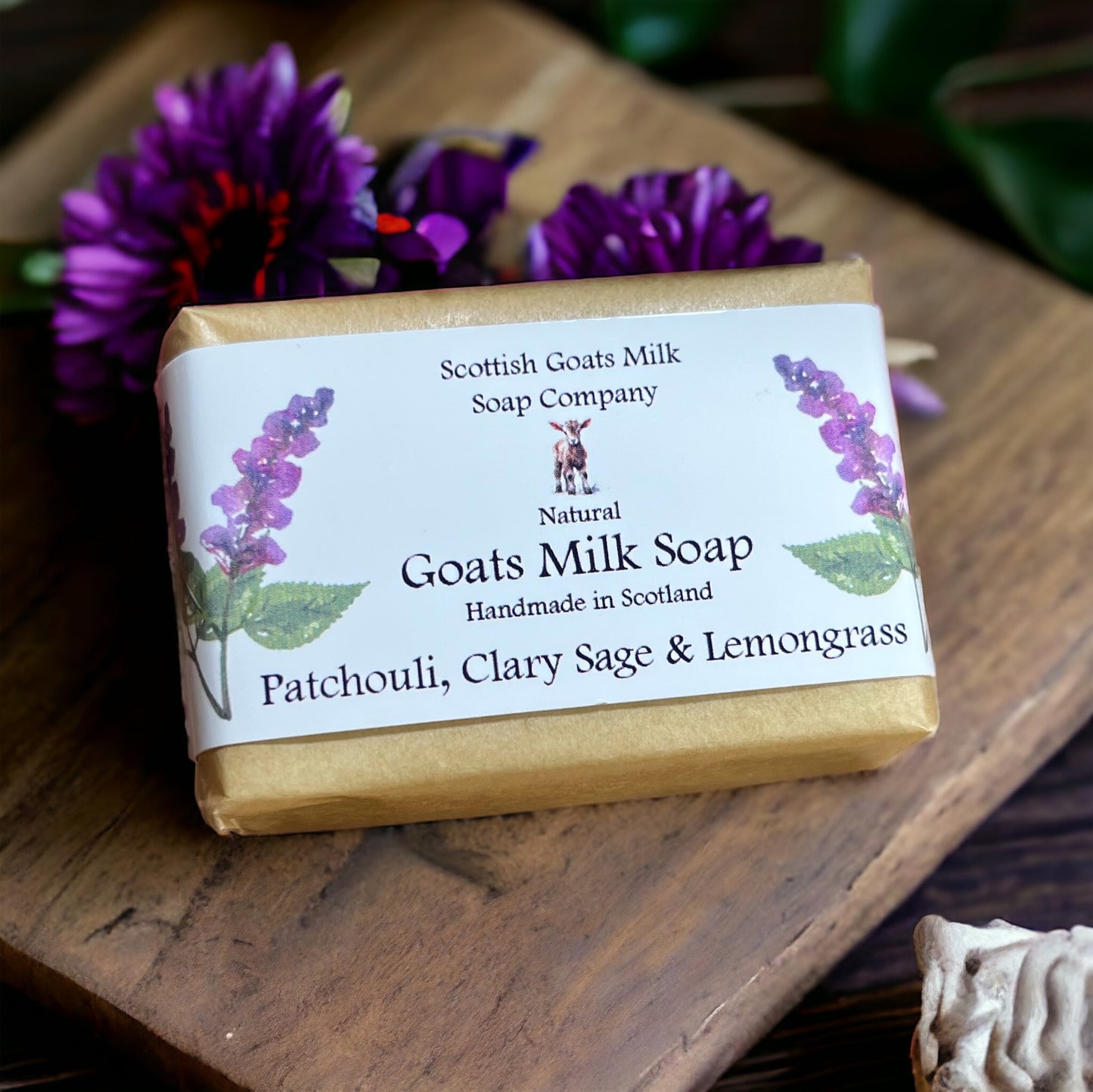 Patchouli, Clary Sage & Lemongrass Soap Bar | Handmade Goats Milk Soap