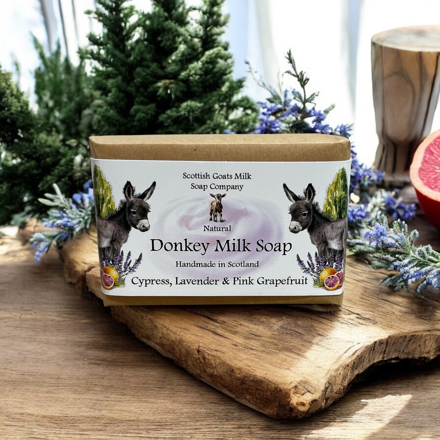 Cypress, Lavender & Pink Grapefruit Soap Bar | Handmade Donkey Milk Soap