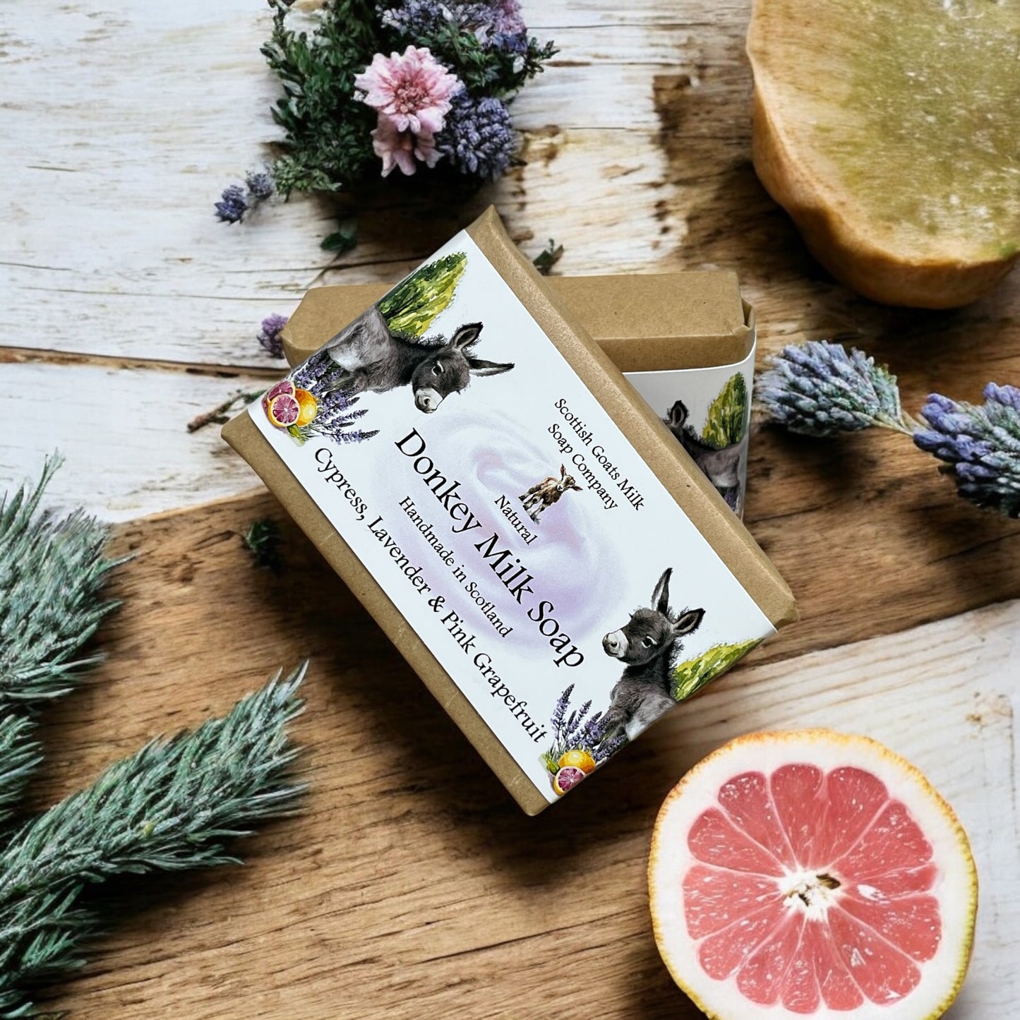 Cypress, Lavender & Pink Grapefruit Soap Bar | Handmade Donkey Milk Soap