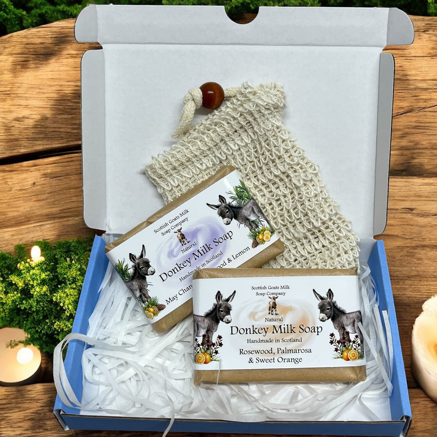 Essential Oil Donkey Milk Soap Bar & Soap Bag Gift Set | 4 Boxes to Choose From | Gift Boxed