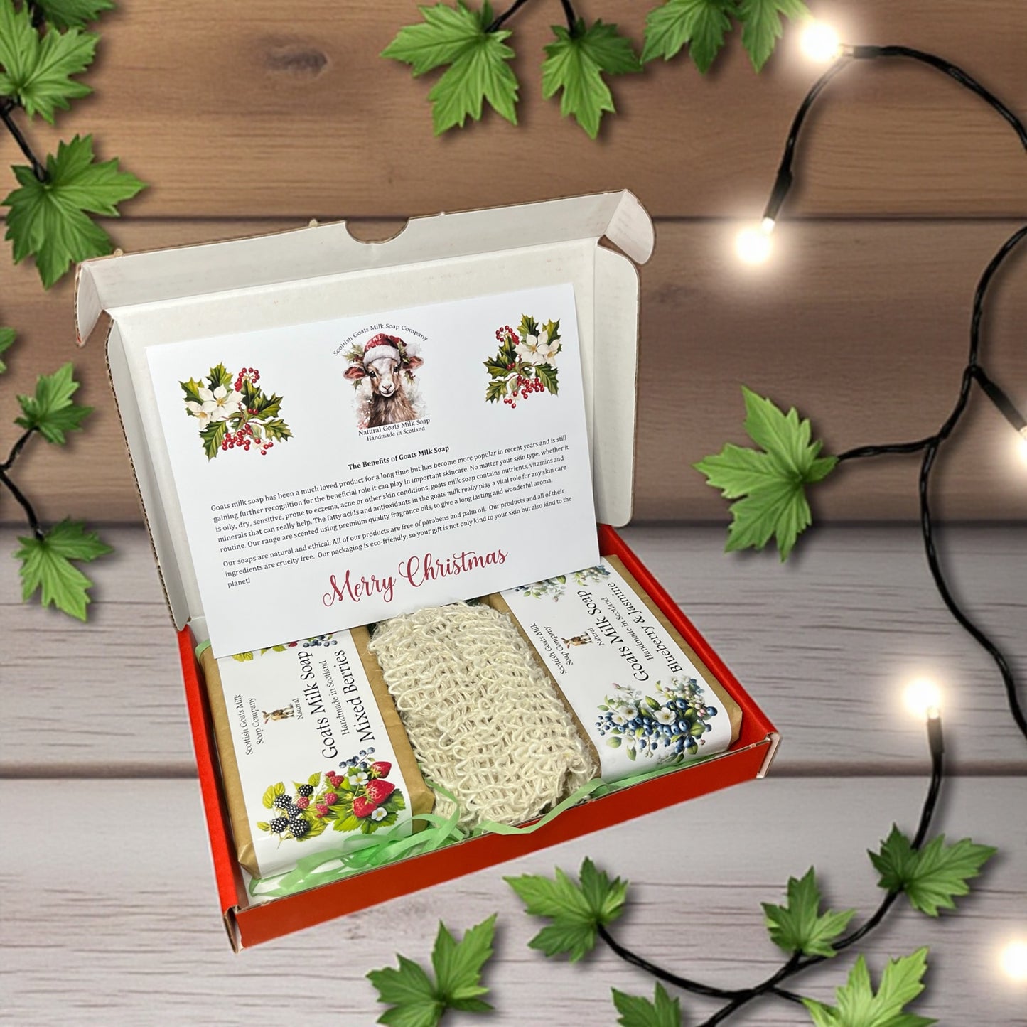 Christmas Goats Milk Soap Bar & Soap Bag Gift Set | 4 Boxes to Choose From | Gift Boxed