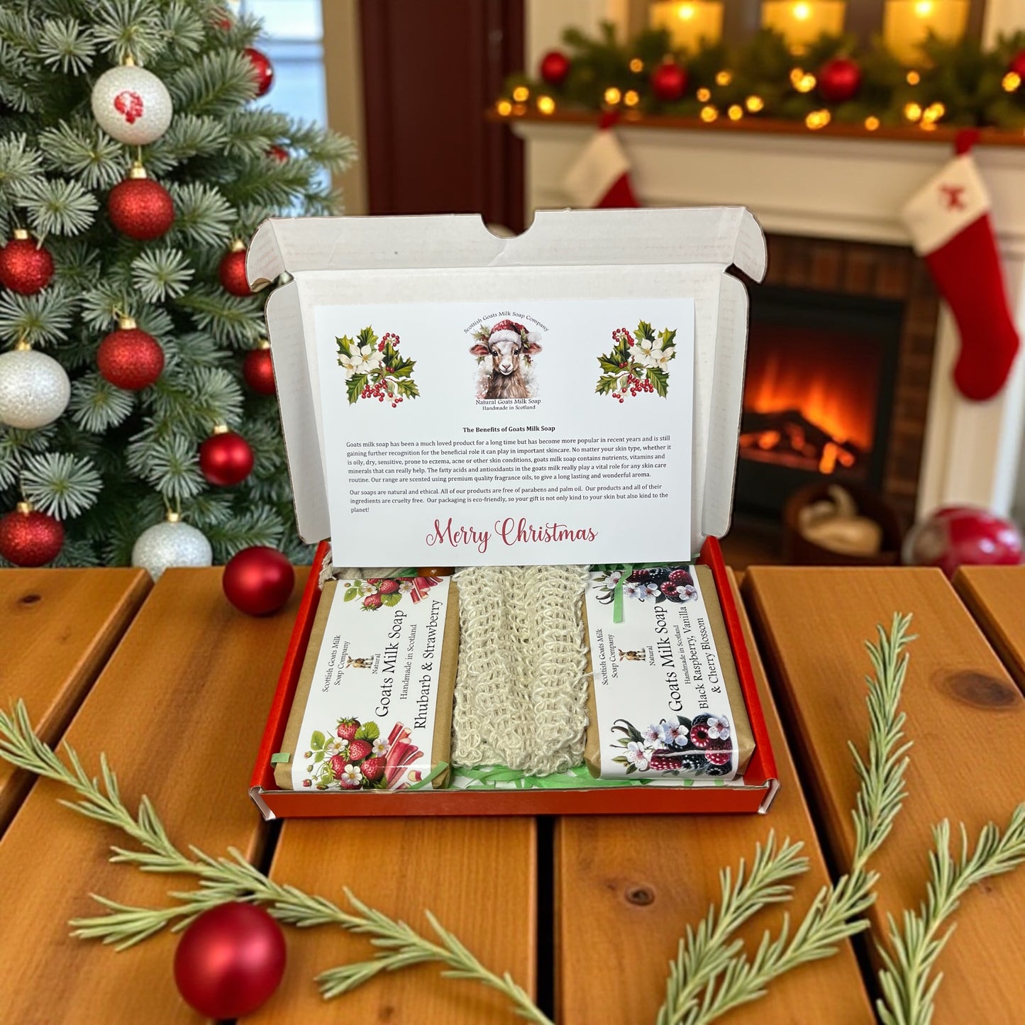 Christmas Goats Milk Soap Bar & Soap Bag Gift Set | 4 Boxes to Choose From | Gift Boxed