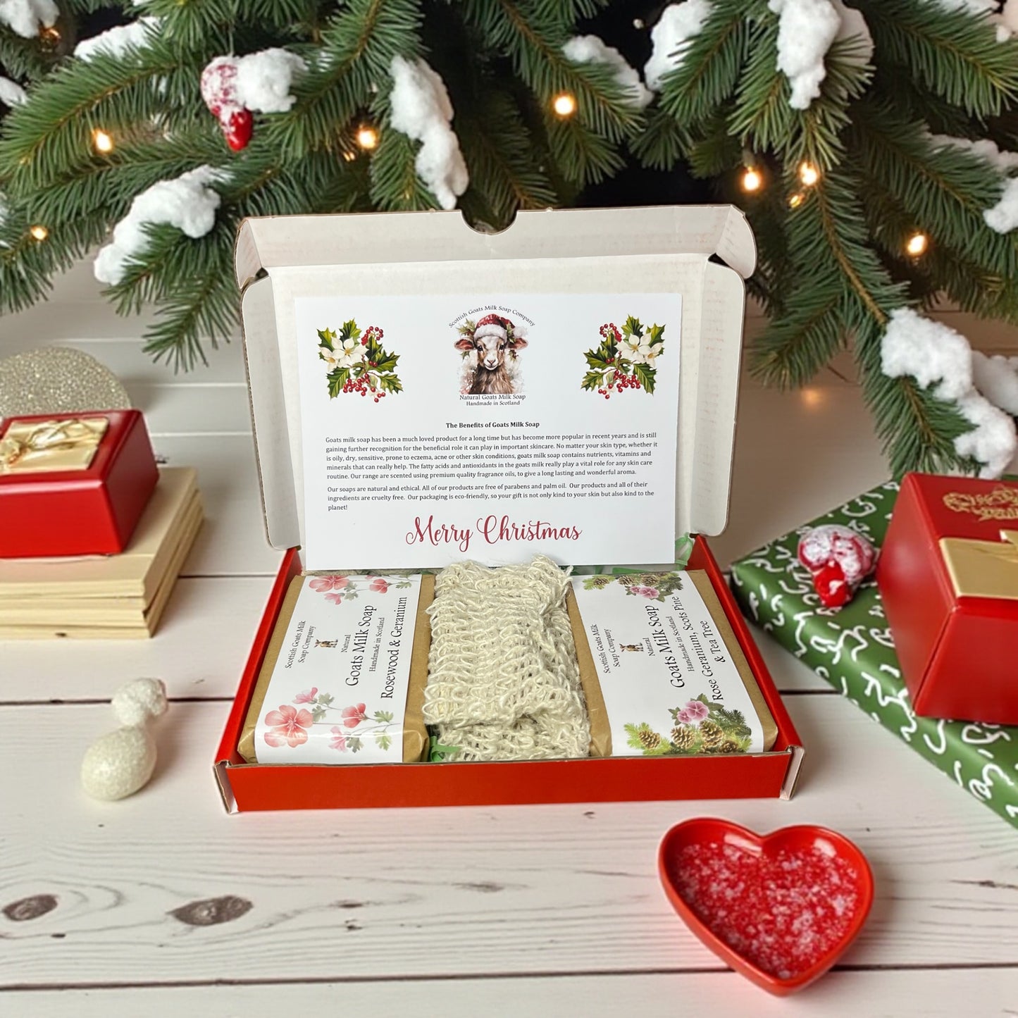 Christmas Goats Milk Soap Bar & Soap Bag Gift Set | 4 Boxes to Choose From | Gift Boxed