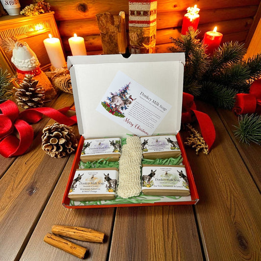 Christmas Donkey Milk Soap Bar Gift Set | 2 Boxes to Choose From | Gift Boxed