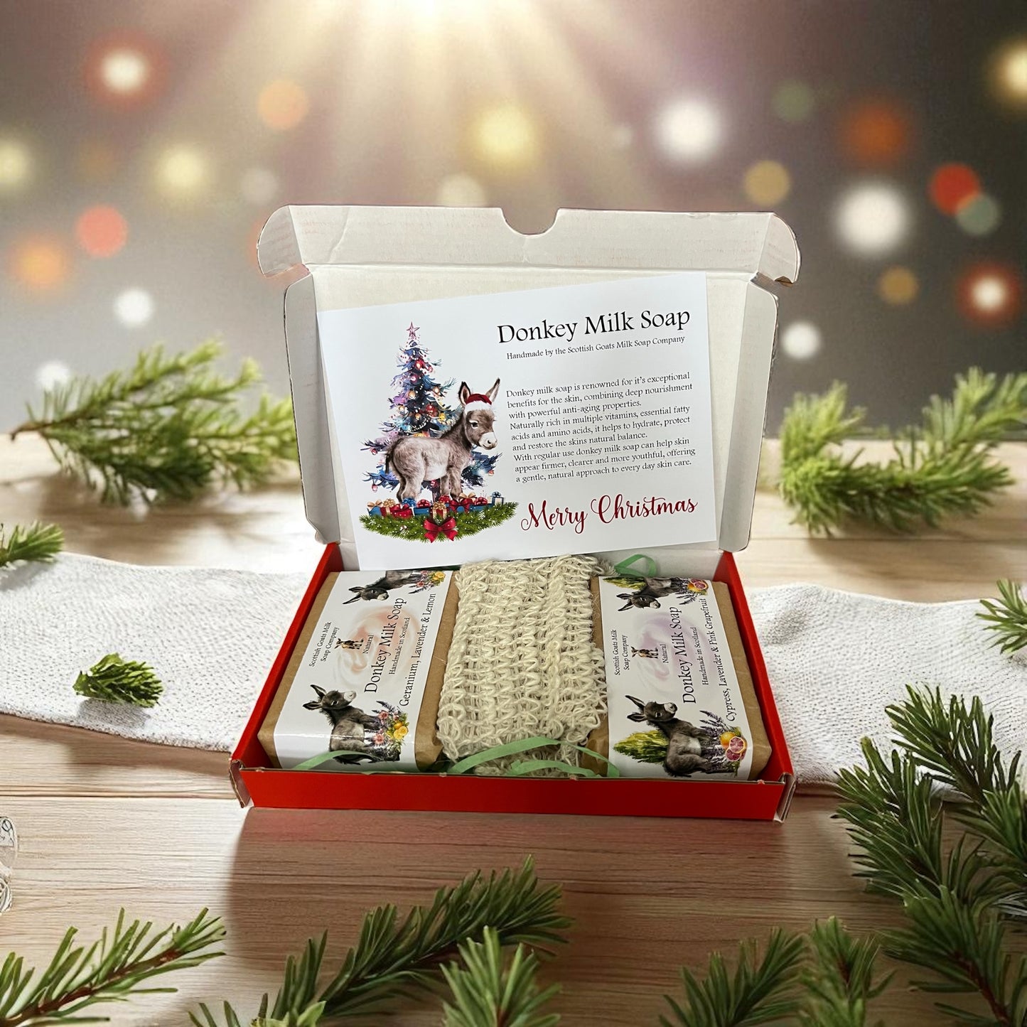 Christmas Donkey Milk Soap Bar & Soap Bag Gift Set | 3 Boxes to Choose From | Gift Boxed