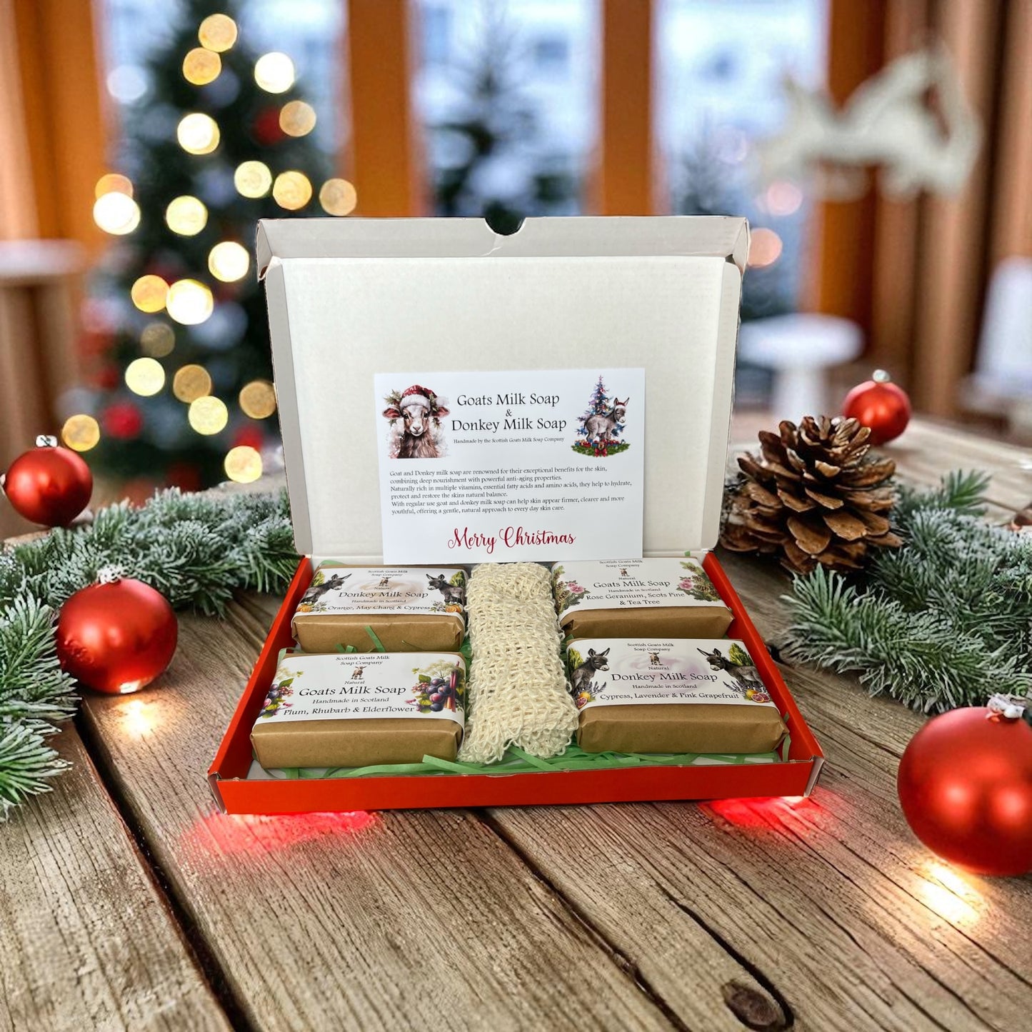 Christmas Goat & Donkey Milk Soap Bar Gift Set | 2 Boxes to Choose From | Gift Boxed