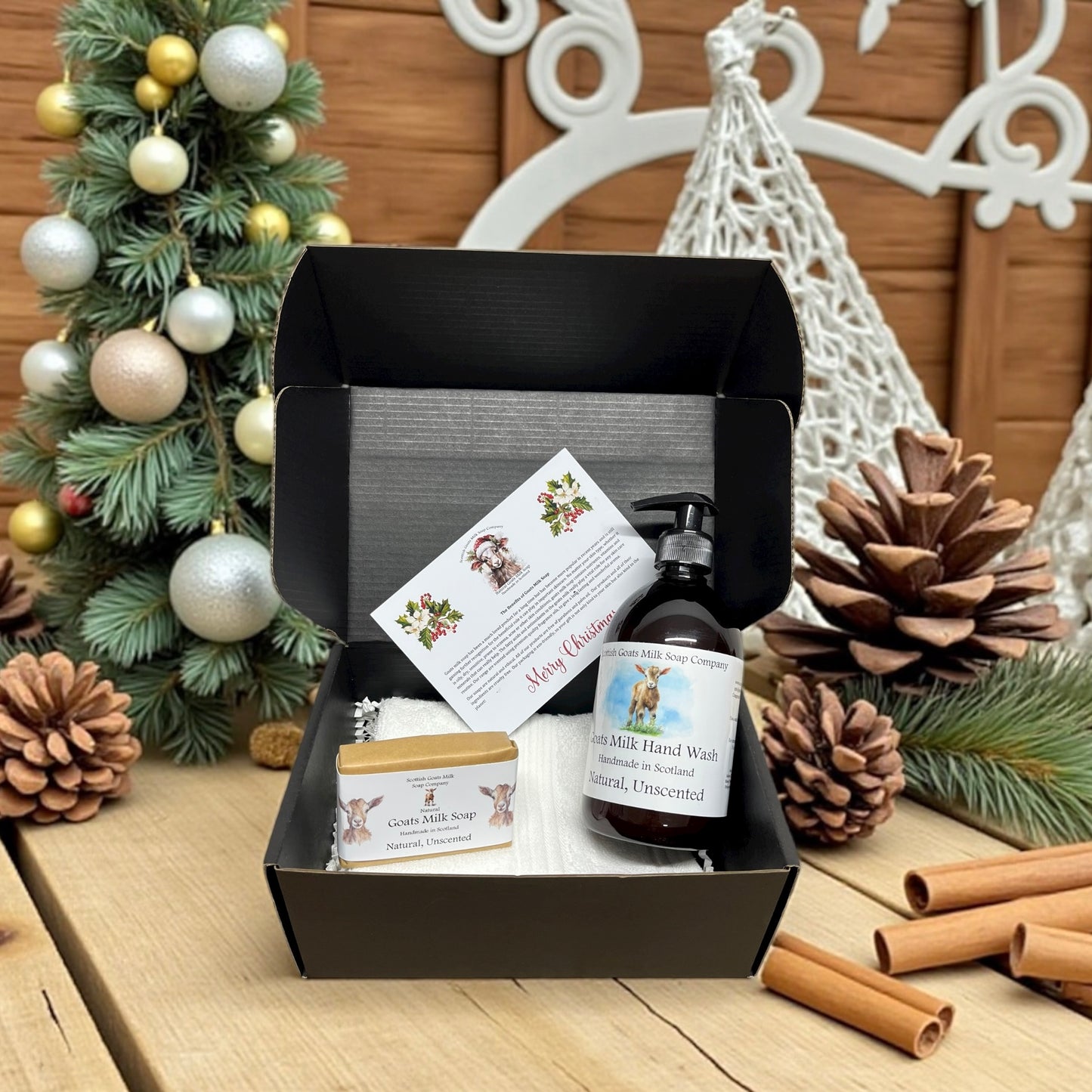 Luxury Christmas Goats Milk Hand Wash (500ml) and Soap Bar Gift Set |6 Scent Boxes to Choose From | Gift Boxed