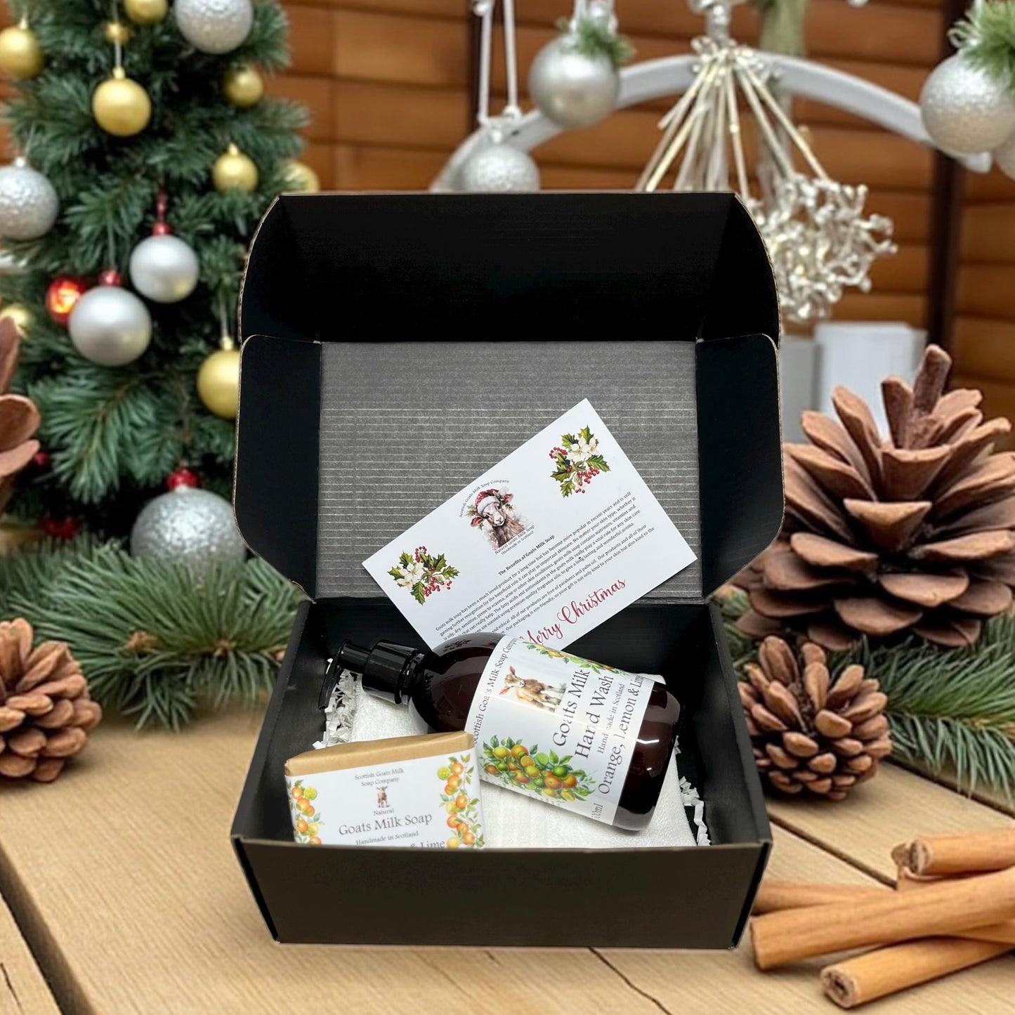 Luxury Christmas Goats Milk Hand Wash (500ml) and Soap Bar Gift Set |6 Scent Boxes to Choose From | Gift Boxed